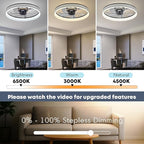 20‘’ Ceiling Fan with Light, Upgraded Low Profile Fan, Flush Mount Ceiling Fan, 6 Speeds, Dimmable LED, App & Remote Control, Quiet DC Motor, for Bedroom, Living Room, F118 Black