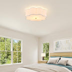 Modern Drum Semi Flush Mount Ceiling Light 17.71" Modern 3-Lights Gold Drum Ceiling Lighting Fixture Vintage Linen Ceiling Lamp for Laundry Room, Kitchen, Basement, Bedroom