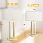 Seealle 22" Tall Bedroom Lamps for Living Room - Touch Gold Bedside Lamps with USB C+A, 3 Way Dimmable Lamp for Nightstand, Modern Night Stands Lamps for End Tables(Beige&Gold)