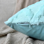Set of 2 Soft Moroccan Throw Pillow Covers 24x24 Inch Plush Boho Decorative Pillow Cover Accent Cushion Case for Couch Sofa Bed, Light Aqua
