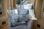 CAPSCEOLL Navy Blue Grey Throw Pillow Covers,Gray White Modern Abstract Art Painting Throw Pillows for Couch,Blue Decorative Pillow Covers 16X16 Inch 2 Pcs Square Cushion Cover Gift for Couch Sofa