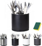 Utensil Holder,Kitchen Utensil Holder For Counter,Rotating Silverware Organizer Cooking Flatware Spoon Spatula Tool Cutlery Container Stainless Steel Caddy