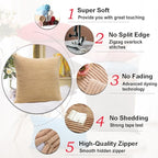 Home Brilliant 18x18 Throw Pillow Covers Decorative Set of 2 Soft Velvet Corduroy Striped Square Cushion Cover for Bench Couch Decor, 18 x 18 inch, Taupe