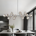 16-Light Globe Sputnik Chandelier, Mid Century Modern Light Fixture Over Table, Chrome Silver Linear Chandeliers for Dining Room and Kitchen Island (Smoke Grey Glass Bubble Shades, 40 Inch)