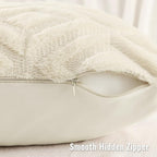 decorUhome Couch Throw Pillow Covers 18x18 Set of 2, Decorative Soft Plush Faux Wool Neutral Accent Pillow Covers for Bed Sofa Living Room, Beige