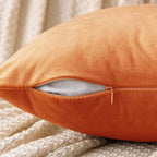 EMEMA Fall Orange Velvet Throw Pillow Covers 12x20 Inch Set of 2 Decorative Rectangle Pillowcase Soft Solid Cushion Case for Couch Sofa Bed Bedroom Livingroom