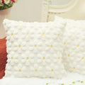 GEEORY Daisy Soft Plush Pillow Covers, 20 x 20 Inch Set of 2, Fluffy Faux Fur Wool Decorative Farmhouse Cushion Case for Sofa Home Decoration Cream GC030-20