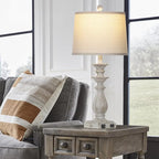 28" Farmhouse Table Lamps for Living Room Set of 2, 3-Way Dimmable Touch Bedside Lamps with USB C+A Ports & AC Outlet, Resin Vintage Tall Nightstand Lamps for Bedroom Office End Table, Grey