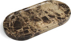 100% Real Natural Marble Tray for Bathroom, Luxury Dark Brown Stone Vanity Tray, Decorative Oval Trays for Countertop Storage, Organizer, Vanity, Dresser, Kitchen, Home Decor, 11.8" x 6", Brown