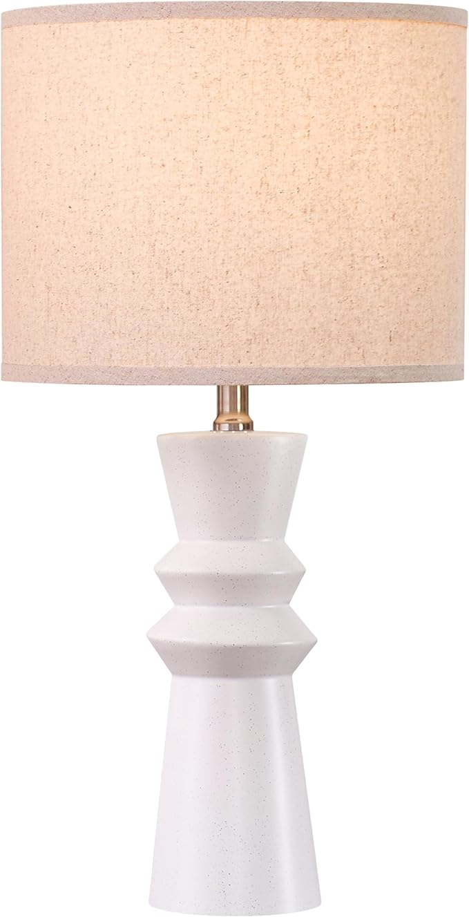 24.75" White Ceramic Table Lamps Set of 2 - Modern Minimalist White Lamps Set of 2 for Living Room, Bedroom & Console Tables, End Tables
