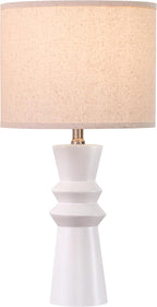 24.75" White Ceramic Table Lamps Set of 2 - Modern Minimalist White Lamps Set of 2 for Living Room, Bedroom & Console Tables, End Tables