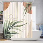 Boho Sage Green Shower Curtain Sets with Rugs 70.8Wx70.8L, Bathroom Set Bohemian with Non-Slip Rug, Toilet Lid Cover, U-Shaped Mat, Greenery Shower Curtain Boho Bathroom Shower Curtain Set