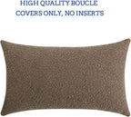 Jeneoo Light Brown Decorative Lumbar Thick Throw Pillow Covers Fine Textured Boucle Couch Cushion Case for Sofa Decor, Set of 1, 14 x 36 Inch