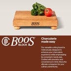 John Boos B Series Square Wooden Maple Cutting Board 12”x12” – 1.5” Thick, 6-lb Non-Reversible Butcher Block with Wood Bun Feet & Edge-Grain