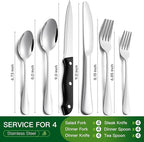 24 Pcs Silverware Set with Steak Knives Service for 4,Stainless Steel Flatware Set,Mirror Polished Cutlery Utensil Set,Home Kitchen Eating Tableware Set,Include Fork Knife Spoon Set (24, Silber)