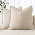 MIULEE Decorative Linen Euro Sham Pillow Covers 24x24 Natural Beige Boho Farmhouse Neutral Christmas Couch Throw Pillows for Bed Pack of 2 Accent Modern Pillowcase Sofa Livingroom Home Decor