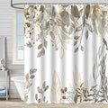 Grey Tan Eucalyptus Leaves Shower Curtain Beige Weeping Branches Leaves Shower Curtains for Bathroom Waterproof Polyester Fabric Bathroom Curtain 72 x 72 Inch with 12 Hooks