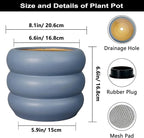 SQOWL Ceramic Pot for Plants - 8 Inch Plant Pot with Drainage Hole Planter for Indoor Plants Outdoor Flower Pot Decorative Plant Pot Unique Planter for Room Decorations Gray