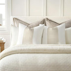 EVERGRACE x Kinsey Walsh Signature Velvet Panel Cotton Pillow Covers Set of 2, Decorative Pillow Covers 20"x20" for Couch, Square Cushion Cases for Sofa Bedroom Living Room, Off White Pearl