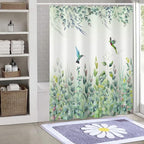 Green Leaf Shower Curtain - 72"W x 78"L with 12 Hooks, Weighted Hem, Waterproof, Sage Green