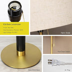 26.4" Set of 2 Modern Living Room Table Lamp for End Tables Bedside Lamps for Bedroom 3-Color Temperatures Pull Chain Switch Lamp Wood Fabric for Home/Office/Desk Decor (Light Brown+Brass)