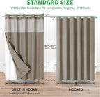 Long No Hooks Needed Linen Textured Shower Curtain with Snap-in Fabric Liner Set,Hotel Luxury Decor Shower Curtains for Bathroom,Waterproof & Washable,71Wx80H,Khaki/Tan