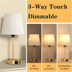 Lamp for bedrooms Set of 2 - Nightstand Bedroom Lamp with USB C Port and AC Outlet Charging, 3 Way Dimmable Touch Control Bed Side Table Lamp, Small Night Stand Light for Kids/Guest Room