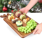 Renawe Large Acacia Wood Platter for Christmas Charcuterie Board Festive Fruit Veggie Trays Wooden Cheese Board Xmas Kitchen Decor Gift Holiday Cookie Platters Food Serving Dish Plate Christmas Tray