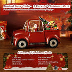 Musical Red Truck Snow Globe with Swirling Glitter with Santa, Christmas Tree,Gifts,Bear,Small Train,Christmas Decoration