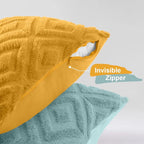 decorUhome Pack of 4 Faux Fur Throw Pillow Covers 16x16, Soft Decorative Couch Pillow Covers with Velvet Back for Modern Sofa Living Room, Yellow/Rust
