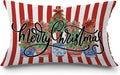JINYO Red and Blue Chinoiserie Christmas Tree Pillow Covers 12x20, Grandmillennial Christmas Decor, Red Bow Xmas Tree Striped Lumbar Pillow Covers for Home Living Room Bedroom Sofa Couch