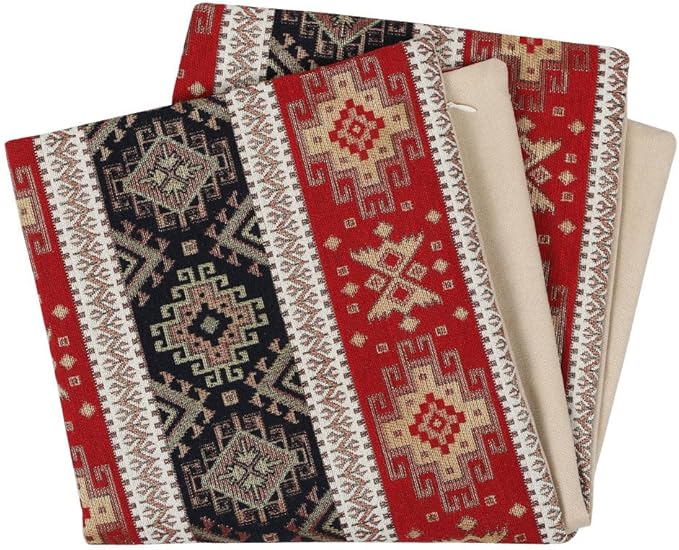 Tapestry Gobelin Red-Black 22"x22" Pillow Cover Sham Cushion Case Ethnic Oriental Kilim Style Throw Decorative for Home Decor, Sofa, Couch, Porch, Patio, Veranda