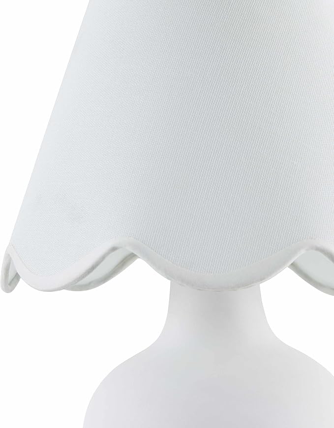 BoutiqueRugs Navarro Boho Ceramic Bedside Table Lamp for Bedroom Nightstand and Living Room - Shade Cotton - White - 13" H