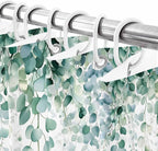 Fall Thanksgiving Shower Curtain, Teal White Pumpkin Shower Curtains Set with Hooks, Floral Sage Green Eucalyptus Leaves Waterproof Fabric Bathroom Curtains Decor Home Accessories,72 X 78 Inch Long