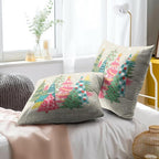 Xmas Trees Throw Pillow Covers Set of 2, 16x16 Inch – Colorful Pink Green Winter Holiday Cotton Hidden Zipper Pillowcases for Couch Sofa Bed Porch Farmhouse Seasonal Home Decor