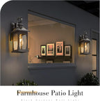 zeyu 2 Pack Outdoor Wall Lantern for Porch, 15 Inch Patio Wall Light Fixture Exterior Lights for House, Die-Cast Aluminum, Black Finish with Seeded Glass, ZD100B-2PK BK