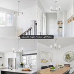 Brushed Nickel Chandeliers for Dining Room Farmhouse Chandelier Fixture with Clear Glass Shades 3 Light Kitchen Island Lighting Pendant Light Fixture for Dining Room Living Room Bedroom