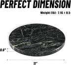 Koville Indian Natural Marble Cutting Board for Kitchen, 11inch Round Hand Crafted Marble Slab for Cheese, Charcuterie, Pastry Board - Wedding Gift, House Warming Gift(Indian Green)