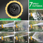 RESTMO Heavy Duty Hose Nozzle, Metal Garden Water Hose Sprayer with 7 Watering Patterns, Thumb Control, On Off Valve, High Pressure Nozzle Sprayer for Watering Plants, Car and Pet Washing, Yellow