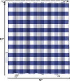 Rustic Navy Blue White Buffalo Check Plaid Pattern Shower Curtain, Farmhouse Shower Curtains Set with Hooks, Waterproof Fabric Bathroom Curtains Decor Home Accessories,72 X 84 Inch Extra Long