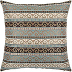 Kilim Throw Pillow Covers Turquoise and Black - 18 x 18 Inches Decorative Oriental Pillows, Boho Room Decor for Couch, Bohemian Outdoor Case for Farmhouse, Ethnic Shams, Patio