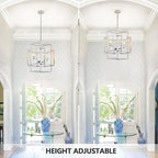 16.5" Modern Chandelier, 4-Light Farmhouse Foyer Lighting Fixtures, Hanging Kitchen Island Pendant Light, Industrial Sliver Lantern Pendant Lights, for Entryway Staircase Hallway