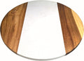 13" Marble and Wooden Lazy Susan – Rotating Table Tray for Dining Table, Kitchen, or Coffee Table – Decorative Turntable Serving Tray