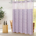 Boho Lavender Woven Fabric Shower Curtain 36 x 74 Modern Farmhouse, No Hooks Tufted Chevron Striped Shabby Chic Textured, Minimalist Cloth Curtain for Bathroom, Hotel Decor
