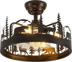Black Chandelier Fan with，Farmhouse Rustic Ceiling Fan with Light and Remote, Adjustable Height, Rustic Chandeliers for Living Room, Bedroom, Hallway, Entryway Kitchen Lighting