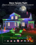 Lumary Smart Permanent Outdoor Lights 2 with Remote & Slide-Base, 50ft with 30 RGBAICW LEDs 1800lm for Daily & Accent Lighting, Work with Alexa Google, 110+ Scene for Halloween Christmas Decor, White