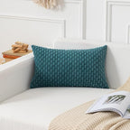 Kevin Textile Throw Pillow Covers Soft Corduroy Decorative Set of 2 Boho Striped Pillow Covers Pillowcases Farmhouse Home Decor for Couch Bed Sofa Living Room 12x20 Inch Teal Blue