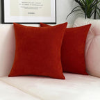 Jeneoo Orange Red Decorative Throw Pillow Covers Soft Chenille Comfy Solid Couch Cushion Cases Decor (Set of 2, 16 x 16 Inches)