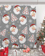 Grey Christmas Shower Curtain, Santa Claus Merry Christmas Tree Shower Curtains Set with Hooks, Winter Snowflake Waterproof Fabric Bathroom Curtains Decor Home Accessories, Stall Long 36 X 78 Inch