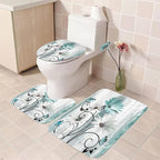 Rustic Farmhouse Shower Curtain Set, Butterfly Design and Teal Daisy Floral Flowers, Turquoise, Bath Mat, Toilet Lid Cover, U Shaped Rugs, 12 Hooks, 70.8 x 70.8 Inches,Waterproof.